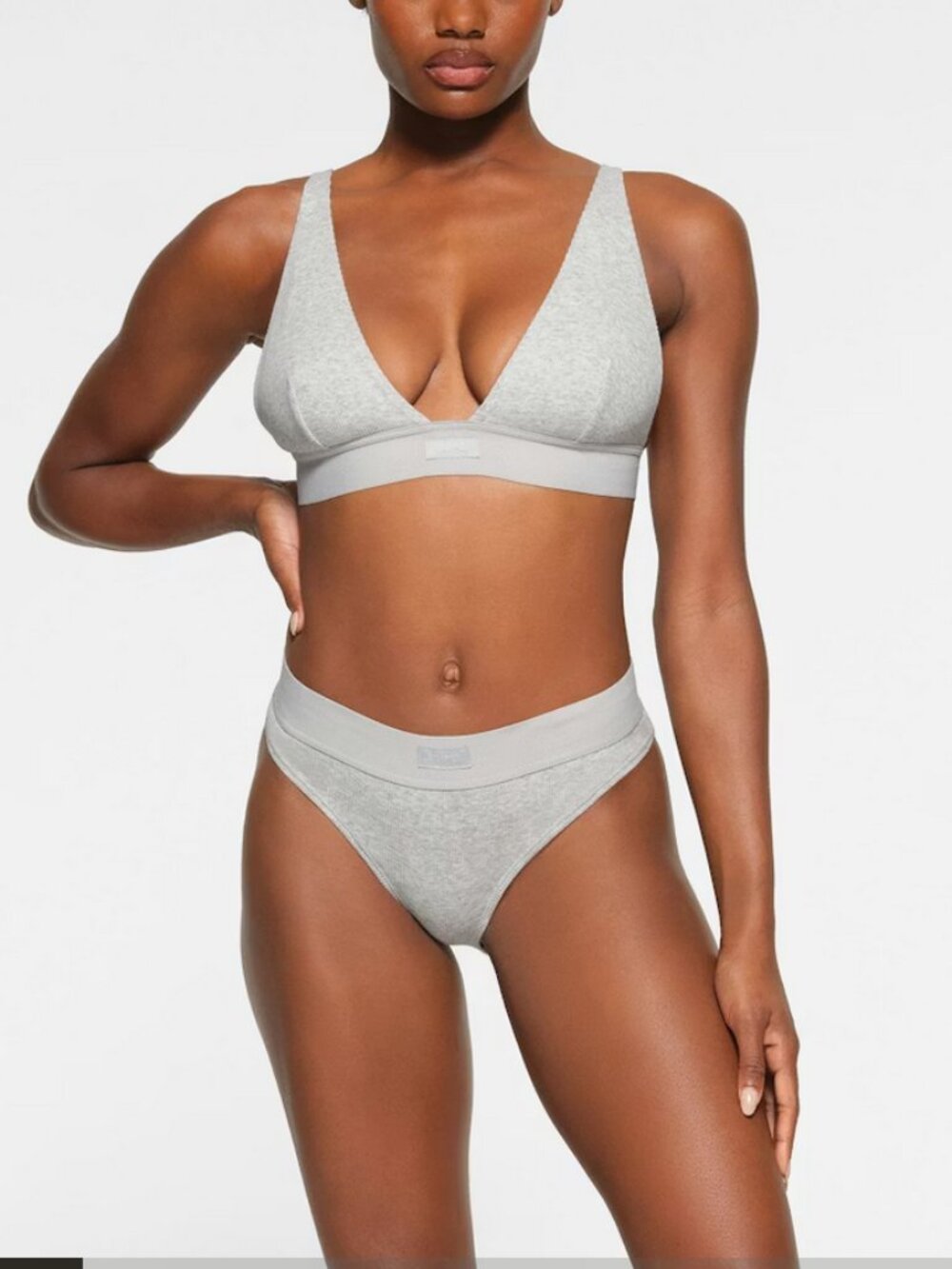 SKIMS COTTON RIB PLUNGE BRALETTE